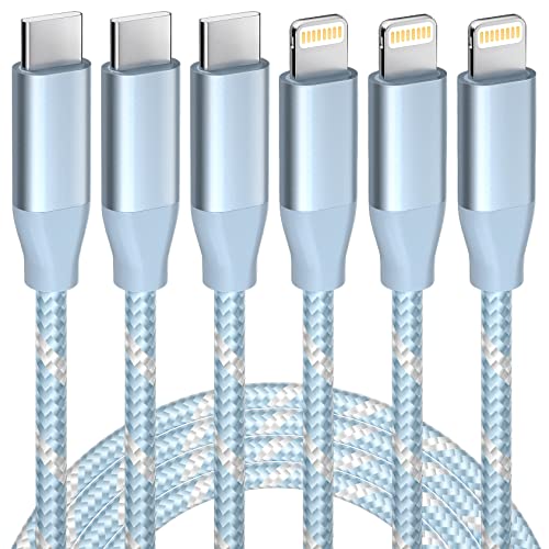 USB C to Lightning Cable 3 Pack 6FT Apple MFi Certified iPhone Charger