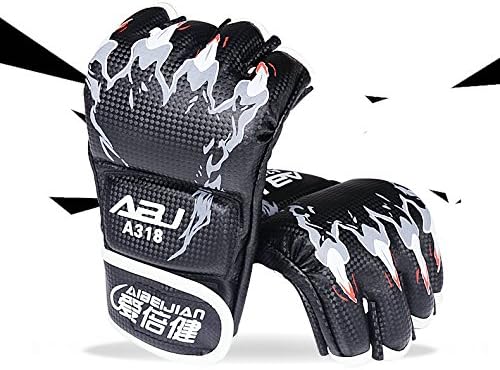 WIM New Taekwondo/Muay Thai Training/Punching Bag Gym Half Mitts Sparring Gloves Black Combat Sports Pro Style for man and woman (black)