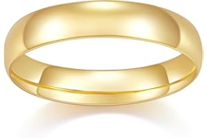 MINDDHA 14K Gold Plated Rings- High Polish Plain Dome Ring for Women and Men- Wedding Band - Stacking Rings/Silver Rings, Gold Rings for Women- 2mm 4mm 6mm Band Size 4-12