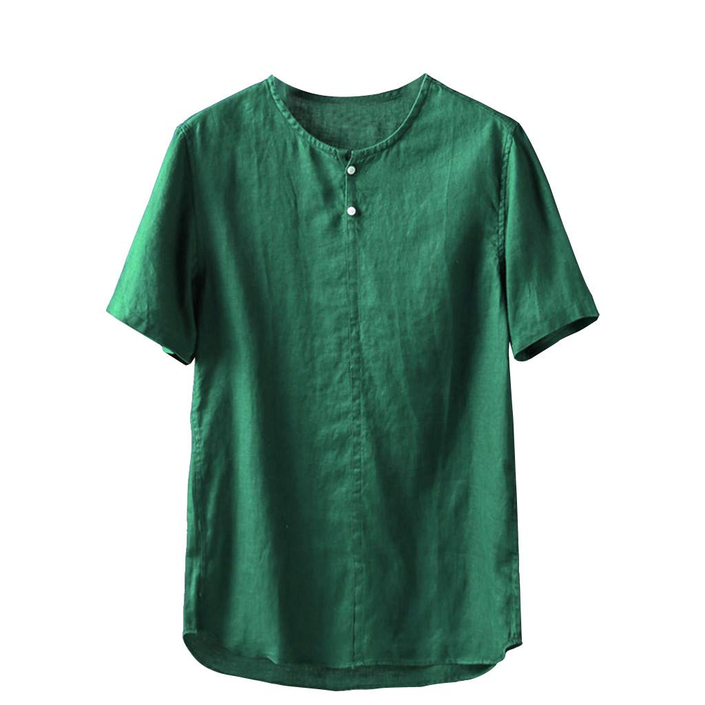 Mua Florrita 和風 メンズ 無地 半袖 スウェット Tシャツ 大きいサイズ かっこいいリネン ボタン 綿麻服 カジュアル 柔らかい カットソー 軽い シャツ 薄手 男性 トップス ゆったり ブラウス 冷房 アウトドア 夏季対応 上着 お兄系 プレゼント Tren Amazon Nhật Chinh