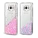 Galaxy S8 Plus Case, Caka Galaxy S8 Plus Liquid Case Luxury Bling Flowing Liquid Floating Glitter Sparkle Love Heart Case for Samsung Galaxy S8 Plus - (BluePink)