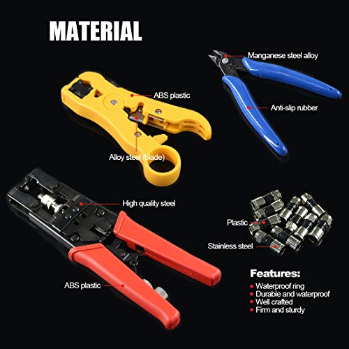 Hilitchi Coax Cable Crimper with Instruction Manual Multifunctional
