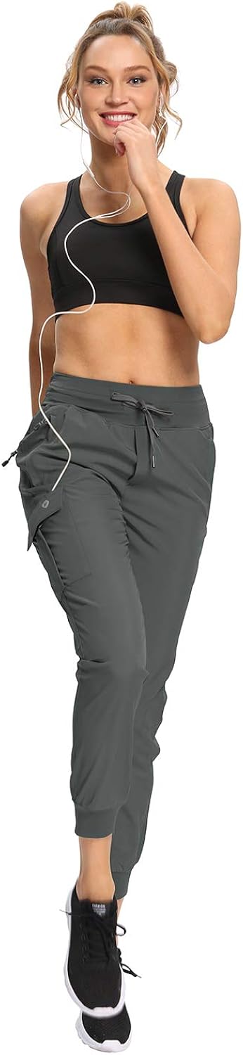 RlaGed Women’s Cargo Hiking Pants Lightweight Joggers Quick Dry Water Resistant Outdoor Fishing UPF 50 Zipper Pockets: Clothing