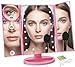 Ceenwes Makeup Mirror Trifold Vanity Mirror 180°Adjustable Touch Screen Cosmetic Mirror with 21 LED Lights Lighted Makeup Mirror with 4 Magnify 10/3/2/1X Mirror