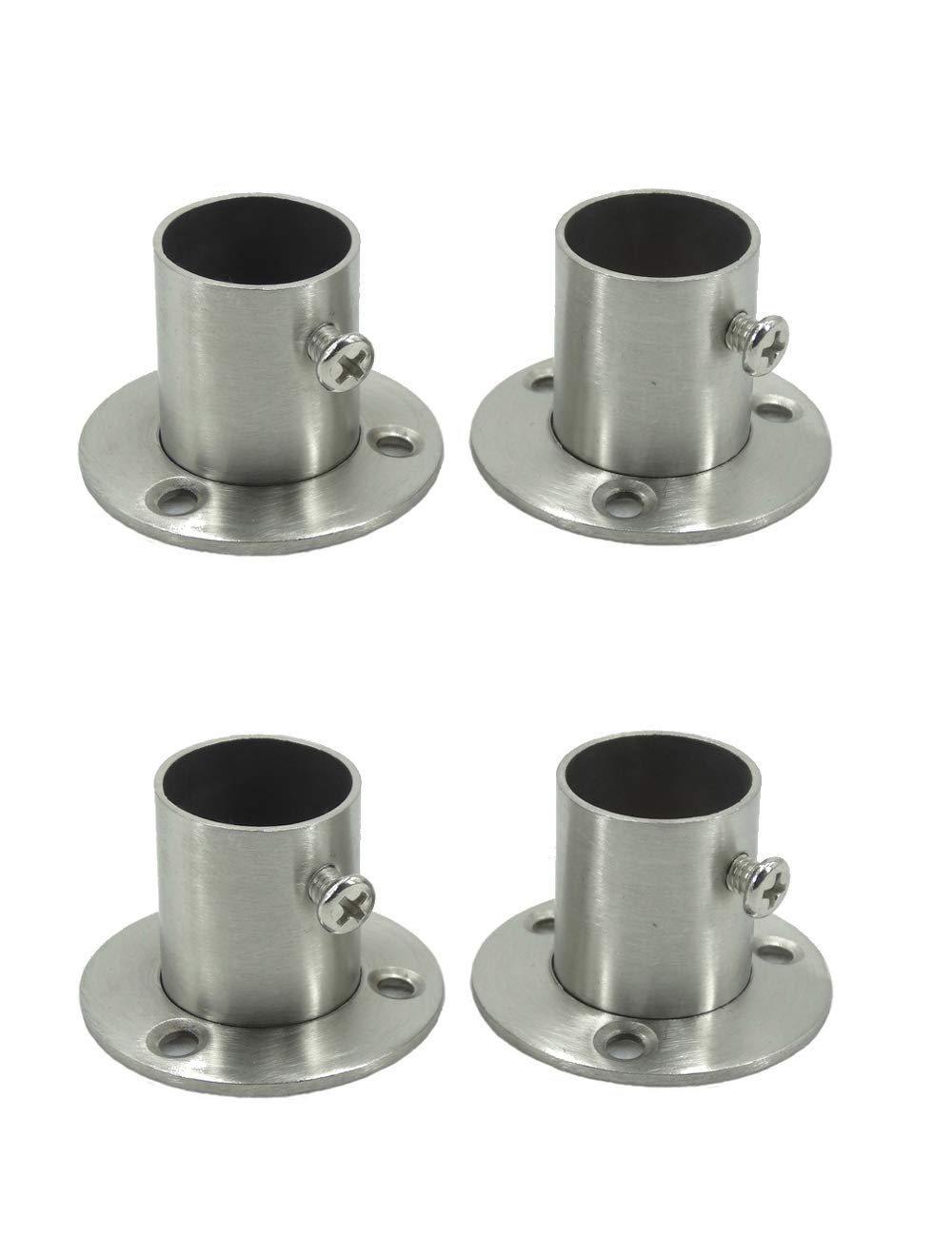 Stainless Steel Clothes Rail Round Tube Tie Rod End Bracket for Wardrobe, Set of 4, 46 mm x 46 mm x 30 mm, Rustproof Adjustable Flange for 22 mm