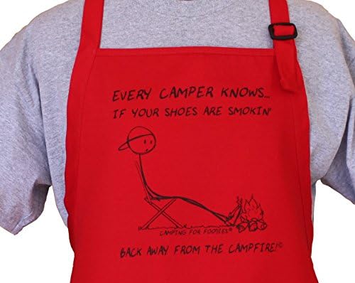 Camping For Foodies Campfire Funny Design Apron With Pouch Pockets, One Size
