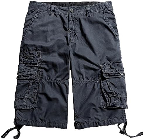 JUHGN Fashion Summer Style NEW Brand Men's Shorts Casual Loose Straight Multi-pocket Zipper Shorts Mens Pockets dark grey 38