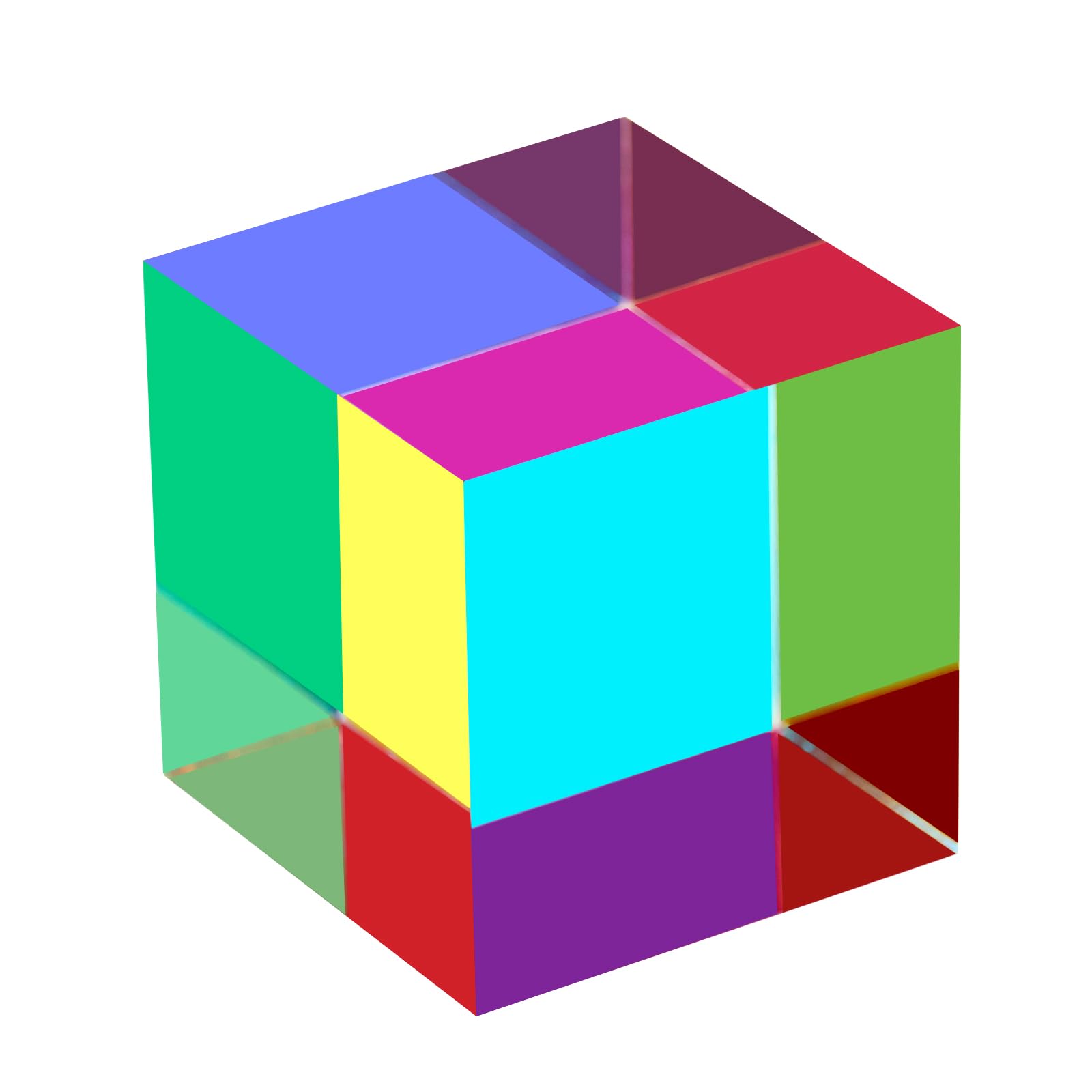ZhuoChiMall CMY Mixing Colour Cube, 3.15 inch (80mm) Acrylic Mixing Color Cube Prism for Physics Education Learning and Office Desktop Decor, Scientific Toys and Gifts for Kids