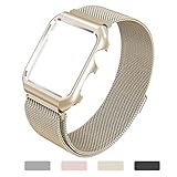 Apple Watch Band, Yometome Luxury Magnetic Mesh Stainless Steel Bracelet for iWatch Series 2 Series 1 38mm, Gold