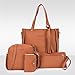 FULLIN Fashion Women Four Set Handbag Shoulder Bags Four Pieces Tote Bag Wallet,Luxury brown