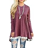 BELAMOR Women's Lace Long Sleeve A-Line Flowy Tunic Tops(US 4-22, Choose Size Down If You Don't Wish Loose Fit)