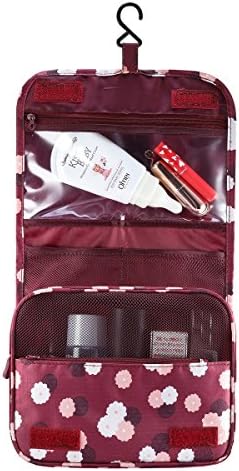 Foonii Travel Toiletry Bag Cosmetic Makeup Pouch Toiletry Case Wash Organizer - Red wine color