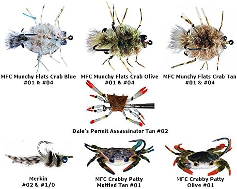 Saltwater Fishing Flies MFC Munchy Flats, Dale's Permit Assassinator, Merkin & Crabby Patty - Crab Fly Assortment