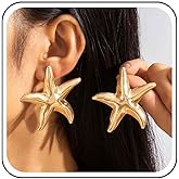 Jugielu Boho Exaggerate Starfish Earrings Gold Starfish Stud Earrings Large Star Dangle Earrings Metal Big Star Statement Earrings Summer Beach Earrings Jewelry for Women