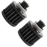 MUGE RACING 2Pcs Air Filter Cold Air Intake Filter Breather 12mm Valve Cover Breather Filter For Car and Motorcycle(Black)