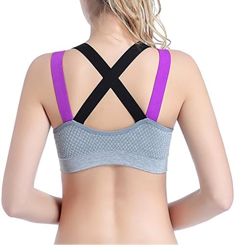 Luoqi Clothing Women's Medium Support Strappy Back Energy Sport Bra for Yoga-Sports Bras for Large Busts(Gray,L)