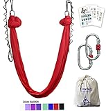 F.Life Aerial Yoga Hammock 5.5 Yards Include Daisy Chain,Carabiner and Pose Guide (Red)