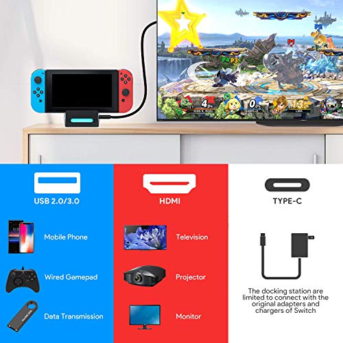 WATSABRO Switch Dock, Switch Charging Docking Station for Nintendo