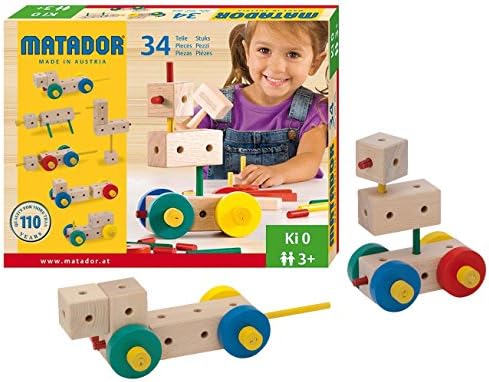 KSM Toys Matador Ki 0-34 Piece Basic 3-Dimensional Wooden Building Set for Ages 3-5 (Made in Austria)