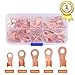 70 PCS Open Barrel Terminals, Icstation Copper Wire Lugs Battery Cable Lugs 10A 20A 30A 40A 50A Current Capacity Wire Crimp Copper Terminal Connerctor