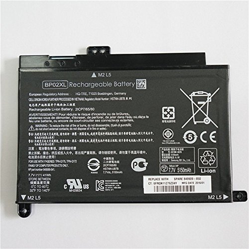 Batterymarket Replacement 7.7V 41Wh/5150mAh BP02XL Laptop Battery For HP HSTNN-UB7B 2ICP7/65/80 Series