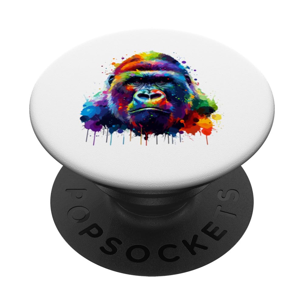 Colorful Splash Art Silverback Gorilla Gorillas PopSockets Swappable PopGrip