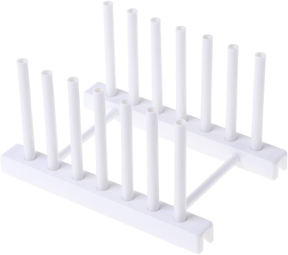 Pioneer Clan Plastic Dish Rack Dishes Drainboard Drying Drainer Dish/Plate/Bowl/Cup Storage Holder Stand Kitchen Cabinet Organizer (White)