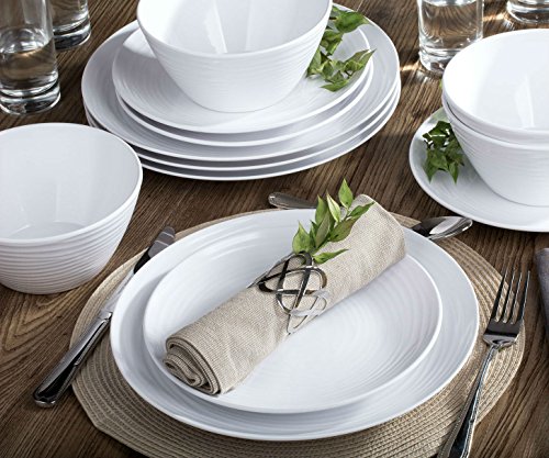 Parhoma White Melamine Plastic Home Dinnerware Set, 12-Piece Service ...