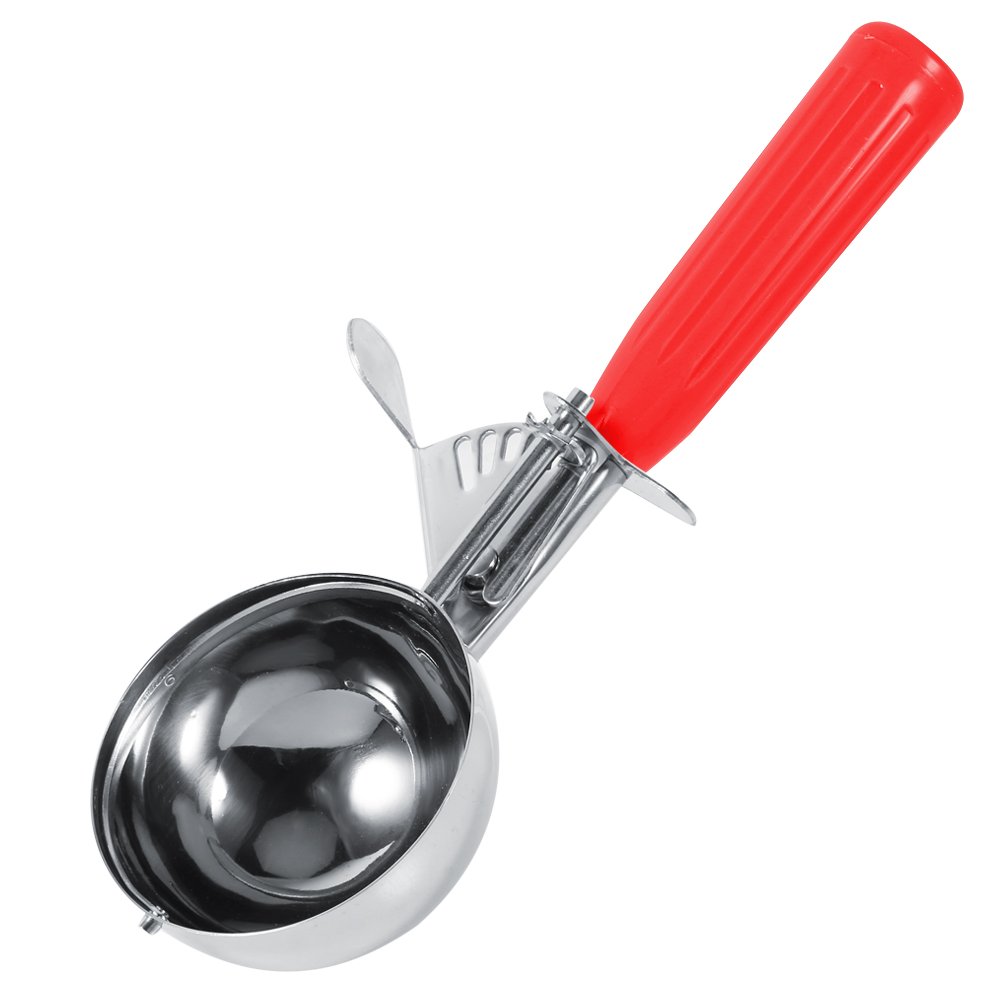 Kitchen ice ball spoon, stainless steel fruit cake dessert ice cream scoop, cookie melon spoon soft silicone handles release tablespoon, dishwasher safe devices, additives, Stainless Steel, 5.2CM