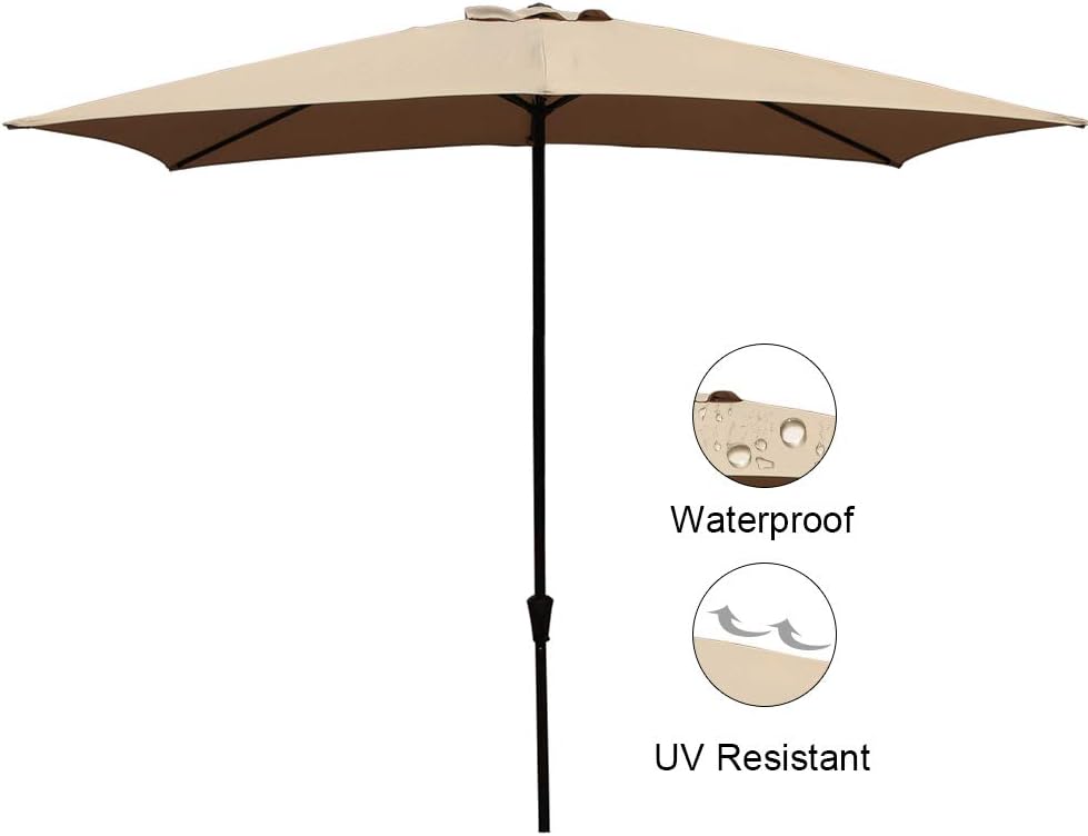Abba Patio Rectangular Patio Outdoor Market Table Umbrella With Push Button Tilt And Crank Beige 6 5 By 10 Ft Vazvanonline Ir