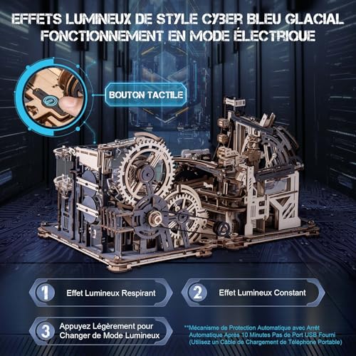ROBOTIME LGC01+LGA01+LG01 3-in-1 3-in-1 Wooden Wooden Puzzle Model Building for Adults, LED Mechanical Model Gift Man, LGX02 (=LGC01+LGA01+LG01)