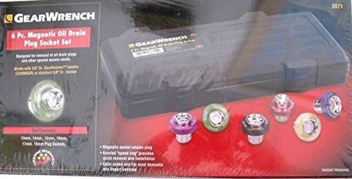 Socket Sets GearWrench 3871 6 Piece Magnetic Drain Plug Socket Set