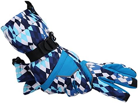 Ski Gloves, Winter Snow Mittens Men's Women's Waterproof Skiing Gloves Full Finger Thick Warm Gloves Windproof Shell Reinforced Palm Outdoor Athletic Gloves for Skiing Snowboarding Cycling Blue