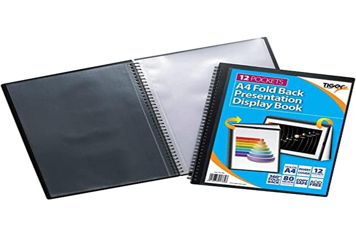 Tiger A4 foldback presentation display book - 12 pockets