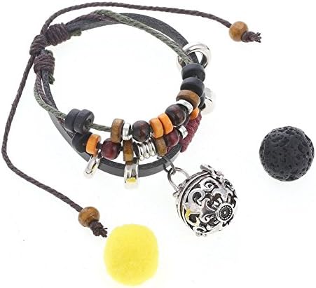 WayOn Lava Stone Bead Leather Bracelet Aromatherapy Essential Perfume Oil Diffuser Locket Charm Adjustable Bracelet