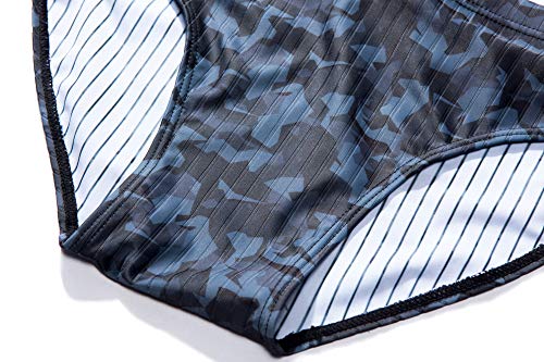 KGKE Mens Sexy Swim Briefs by Camo Pattern Bikini Swimsuit for Men (Grey Camo Strip, XXL) - Thumbnail 4