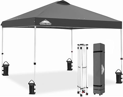 Eagle Peak 3m x 3m Pop Up Gazebo Tent Instant Canopy Shelter Grey