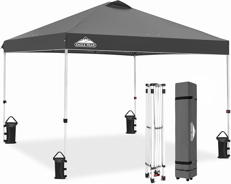 Eagle Peak 3m x 3m Pop Up Gazebo Tent Instant Canopy Shelter Grey