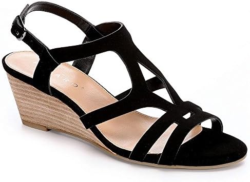 Pesaro Womens Gina Wedge Sandal Shoes, Black, US 8.5