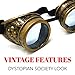 Steampunk Victorian Goggles Rave Glasses in Vintage Gold, Costume Accessory,UV Glow neon Blue Lenses