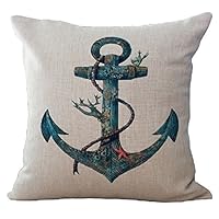 HomeTaste Ancient Rusty Anchor Couch Sofa Decorative Throw Pillow Cover