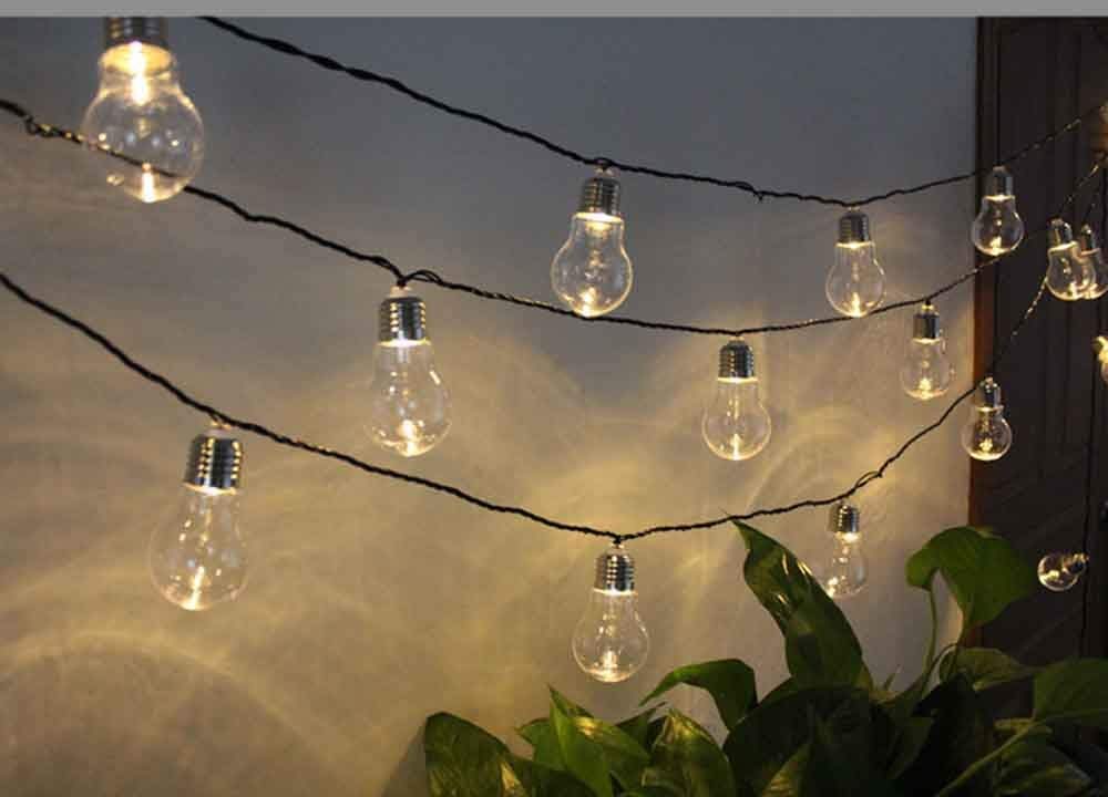 Solar Globe String Lights Clean Bulb Lights, AMZSTAR G50 Waterproof 19.6ft 20 LED Fairy Lights String Outdoor LED Decorative Lights for Party Garden Yard (Transparent)