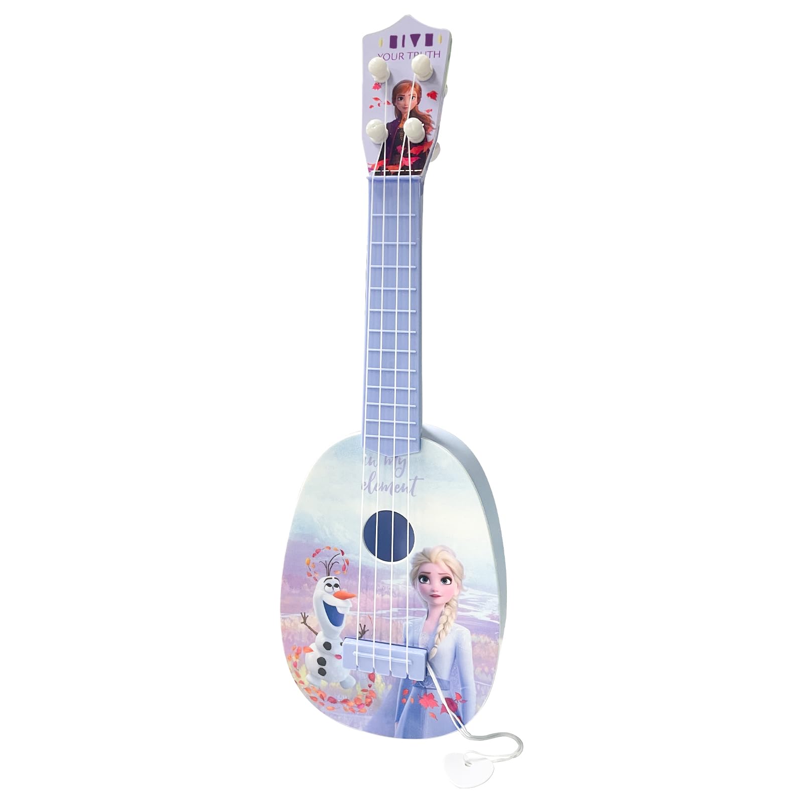 Frrozen Guitar, Frrozen Ukulele, 36cm Guitar Musical with 4 Adjustable Strings, Small-sized Gifts for Boys and Girls (Blue)