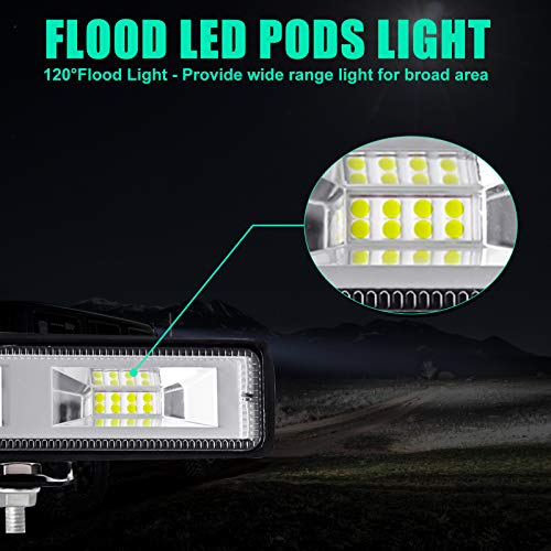 Aaiwa LED Pod Light Bar, 6 Inch LED Driving Lights 2 PCS 48W Flood Off