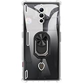 UOGNADGD Case and Ring Holder for Nubia Red Magic 8 Pro - Clear+Black | 6.8" 2-in-1 Bundle Combo Set Includes Shockproof Bumper Cover + Adhesive Finger Ring Stand