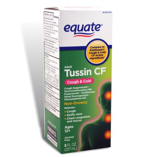 Equate Tussin CF Compare to Robitussin CF Cough & Cold Syrup, 8