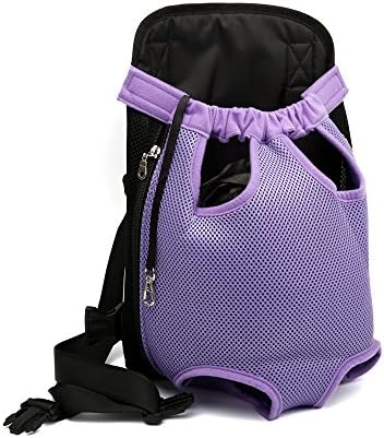 Geartist PB202 Pet Dog Cat Front Carrier Bag, Puppy Tote Holder, Adjustable Legs Out Backpack, Canvas Mesh Cloth Pup Pack, Easy-Fit For Traveling Hiking Camping (XL, purple)