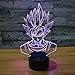 SUPERNIUDB 3D Super Saiyan God Goku Action Figures Night Light Night Light Acrylic 3D LED USB 7 Color Change LED Table Lamp Xmas Toy Gift