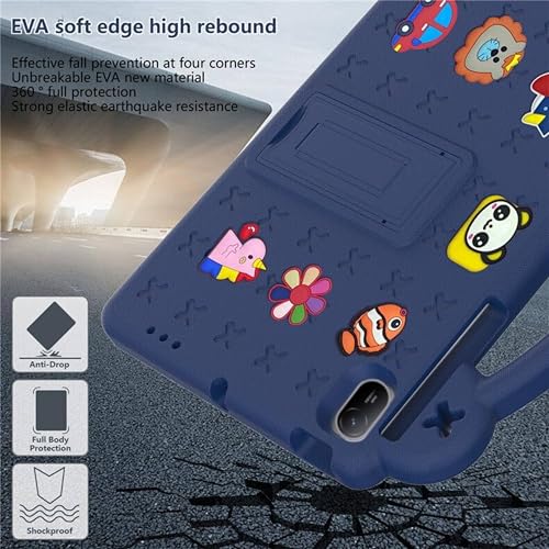 Vurtboly Kids Case Compatible with Huawei MatePad SE 11" 2024, Cute Full-Body Protective Cover with Handle Stand, Lightweight Shockproof with Shoulder Strap Kickstand for Huawei MatePad SE 11" (Blue)
