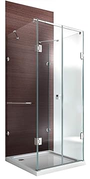 Bernstein Badshop Duschkabine U-Form 8mm ESG Rahmenlose Glas-Dusche EX412 Klarglas- Duschwand 80 x 80 x 195cm